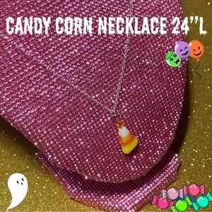 Candy Corn Sterling Silver Necklace Bedazzled Bead Y2K Jewelry Spooky Halloween